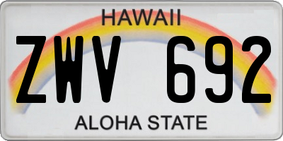 HI license plate ZWV692