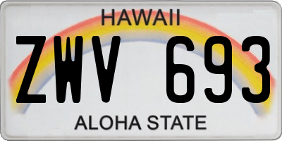HI license plate ZWV693