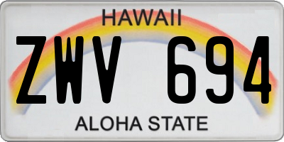 HI license plate ZWV694