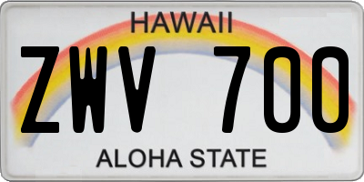 HI license plate ZWV700