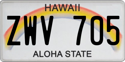 HI license plate ZWV705