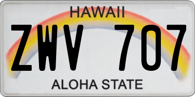 HI license plate ZWV707