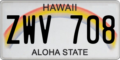 HI license plate ZWV708