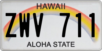 HI license plate ZWV711