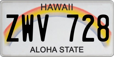 HI license plate ZWV728