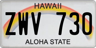HI license plate ZWV730