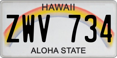 HI license plate ZWV734