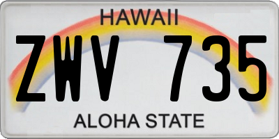 HI license plate ZWV735