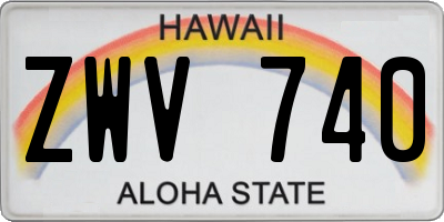 HI license plate ZWV740