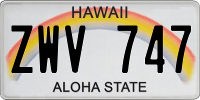 HI license plate ZWV747