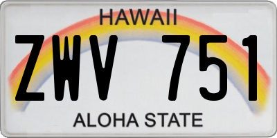 HI license plate ZWV751