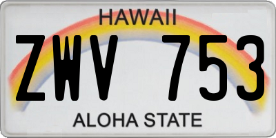 HI license plate ZWV753