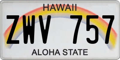 HI license plate ZWV757
