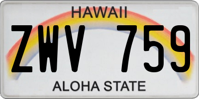 HI license plate ZWV759