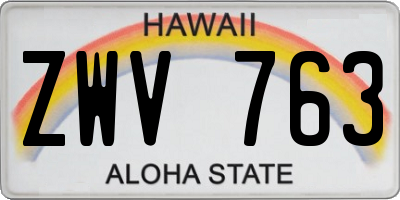 HI license plate ZWV763