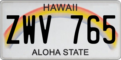 HI license plate ZWV765