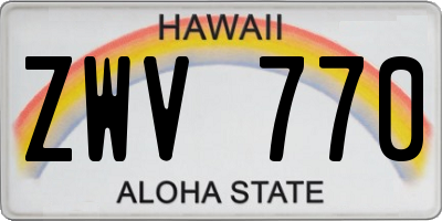 HI license plate ZWV770