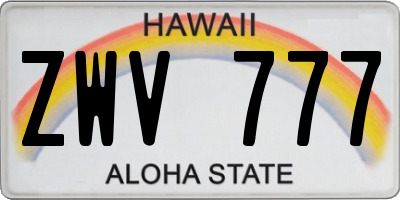 HI license plate ZWV777