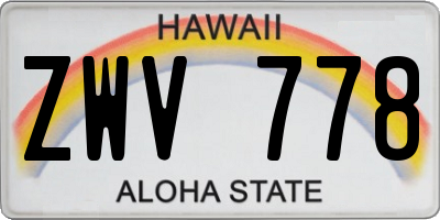 HI license plate ZWV778