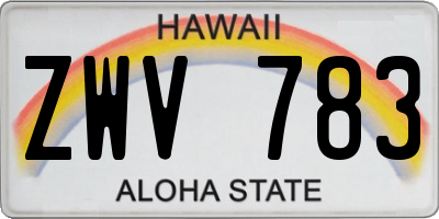 HI license plate ZWV783
