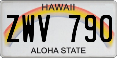 HI license plate ZWV790