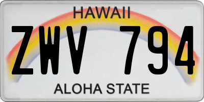 HI license plate ZWV794