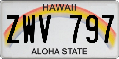 HI license plate ZWV797