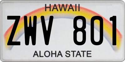 HI license plate ZWV801