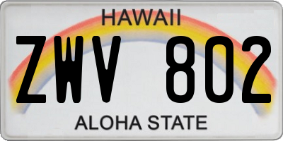 HI license plate ZWV802