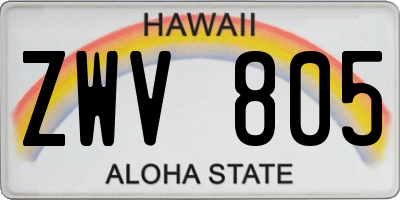 HI license plate ZWV805