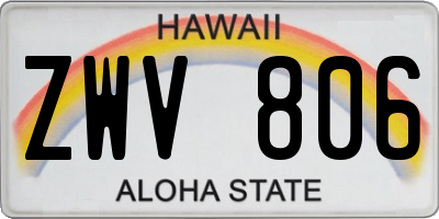 HI license plate ZWV806