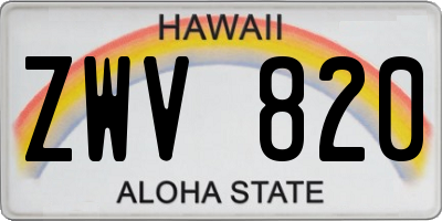 HI license plate ZWV820