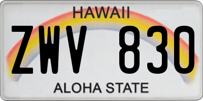 HI license plate ZWV830