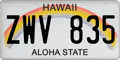 HI license plate ZWV835