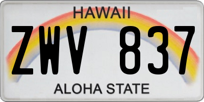 HI license plate ZWV837