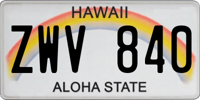HI license plate ZWV840