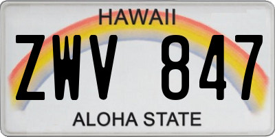 HI license plate ZWV847