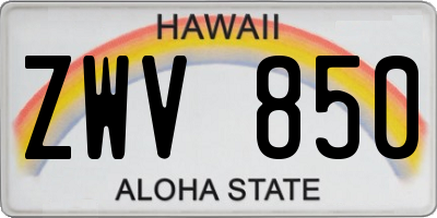 HI license plate ZWV850