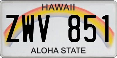 HI license plate ZWV851