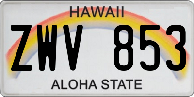 HI license plate ZWV853