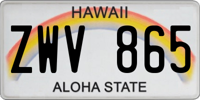 HI license plate ZWV865