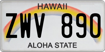 HI license plate ZWV890