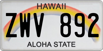 HI license plate ZWV892