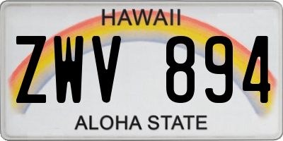 HI license plate ZWV894