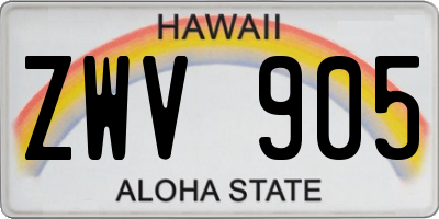 HI license plate ZWV905