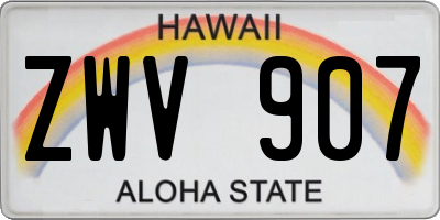 HI license plate ZWV907