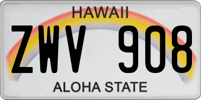 HI license plate ZWV908
