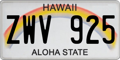 HI license plate ZWV925
