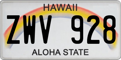 HI license plate ZWV928