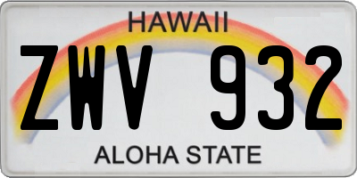 HI license plate ZWV932